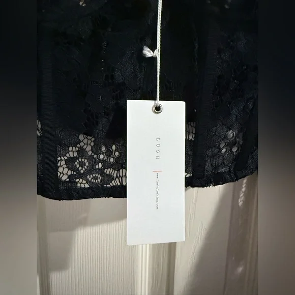 Lush Black Lace Corset Top Long Sleeve Bustier NWT Size M - Picture 3 of 8